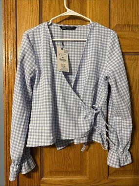 ZARA Wrap Checker Gingham Shirt - NWT